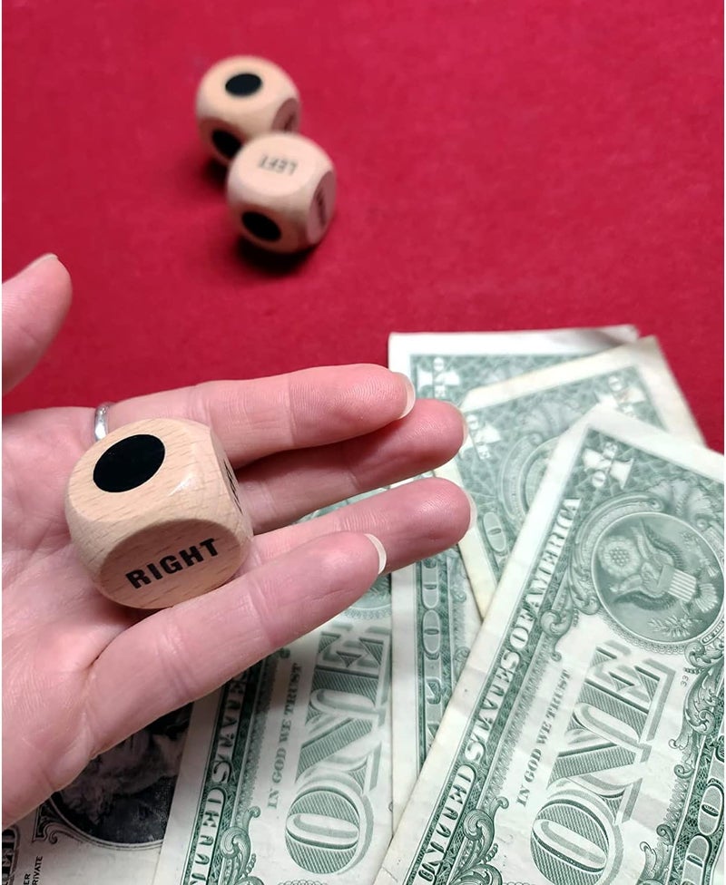 Bilywey 3pcs Left Right Center Game Dice 1 inch Beech Wood Dices with Drawstring Bag (3 pcs) - Image 2